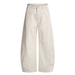 Pantalones de algodón con pierna ancha y color liso