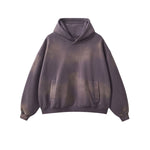 Oversized Spray-Bleach Distressed Fleece Hoodie