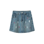 Rhinestone Embellished Paint-Splattered Mini Skirt