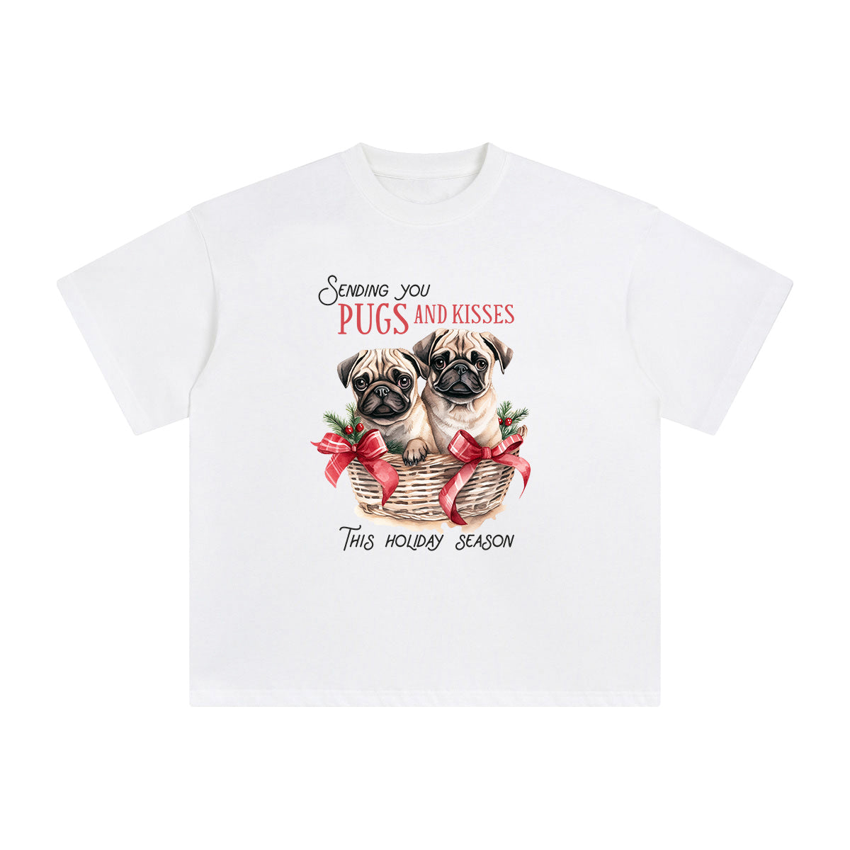 Christmas Pugs Graphic Tee-INNBLAC Fashion Apparel