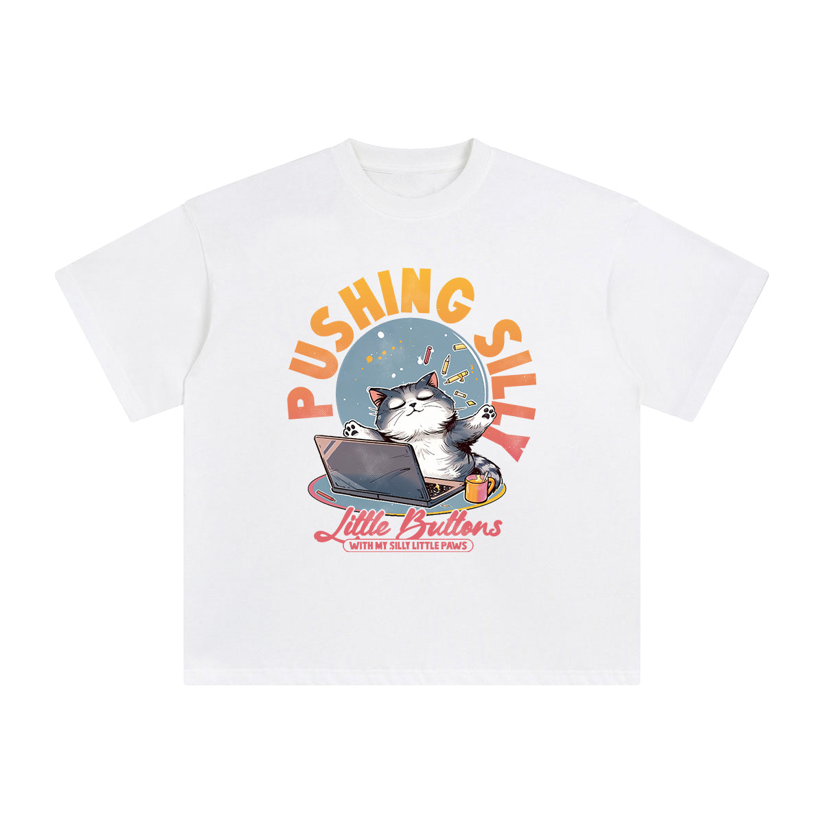 Cat Working Graphic Tee-INNBLAC Fashion Apparel