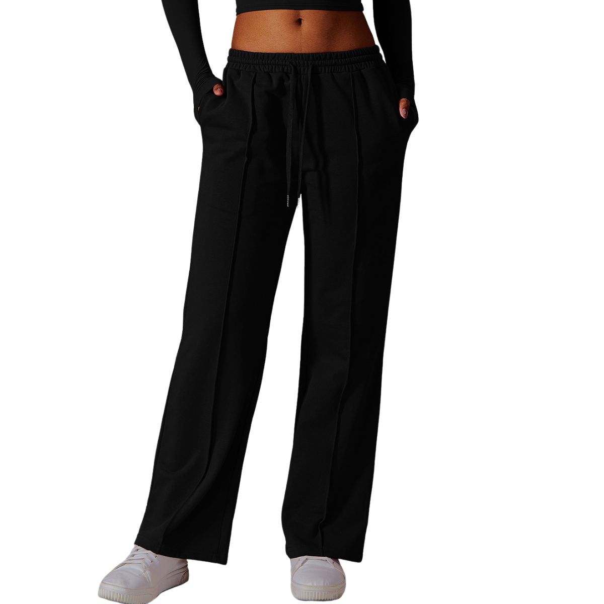 Women's Solid Pleated Cotton Trousers
