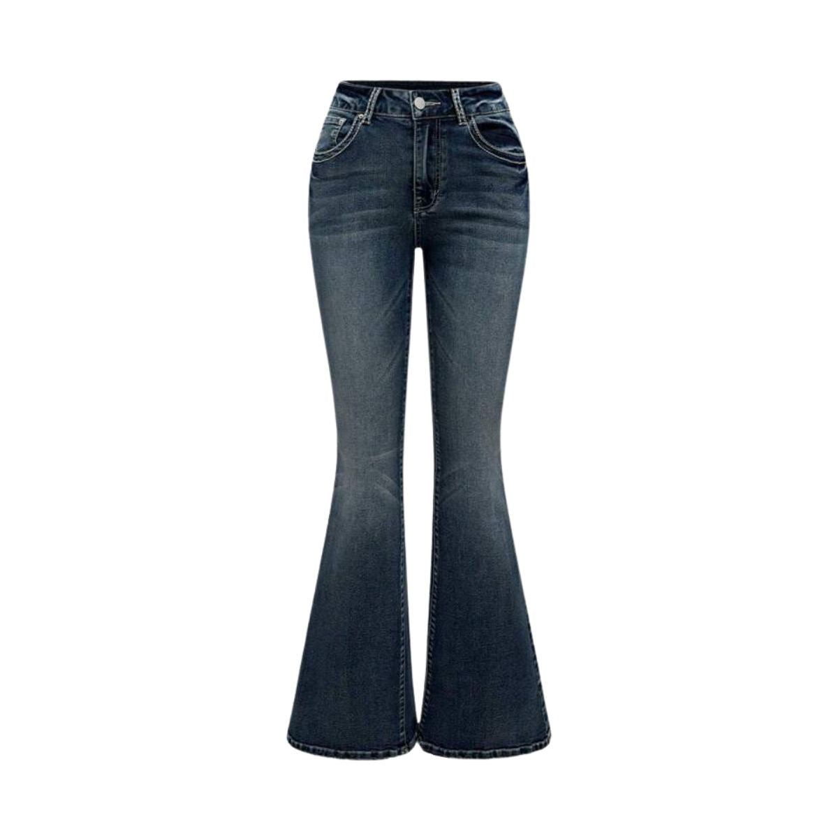 Women's Gothic Punk Rhinestone Embroidered Flare Jeans