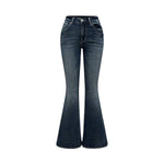 Women's Gothic Punk Rhinestone Embroidered Flare Jeans