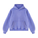 Vintage Washed Distressed Curved‑Sleeve Fleece‑Lined Hoodie