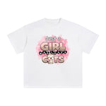 Just A Girl Who Loves Cat Graphic Tee-INNBLAC Fashion Apparel