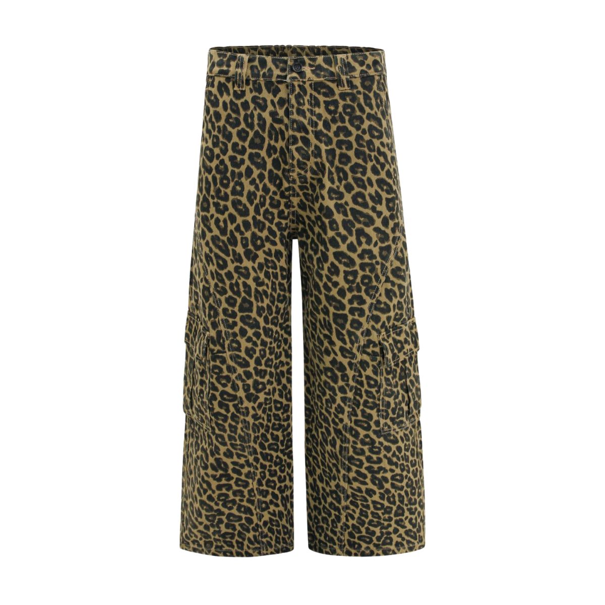 Leopard Print Patchwork Relaxed Wide-Leg Lounge Pants