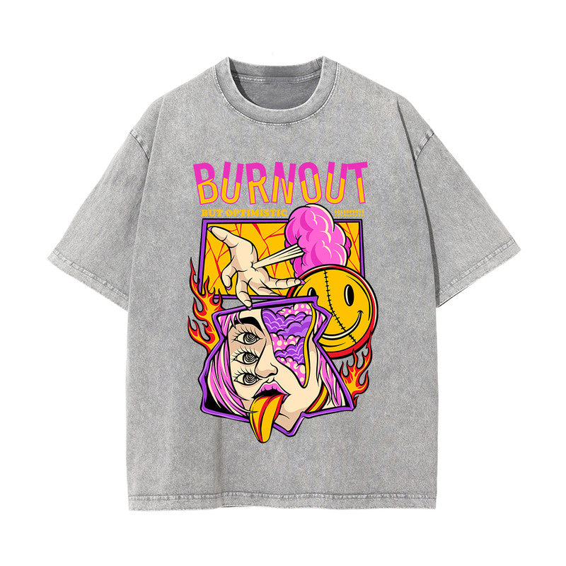 Burn Out Stone Wash Graphic Tee-INNBLAC Fashion Apparel