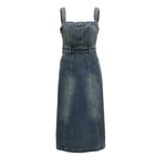 Women's Strappy Denim Midi Dress