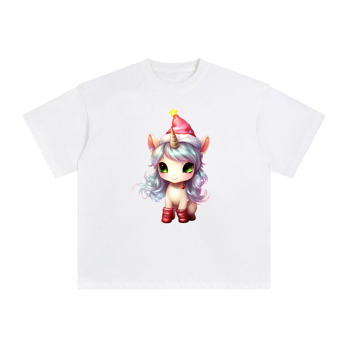 Pastel Christmas Baby Unicorn Graphic Tee-INNBLAC Fashion Apparel