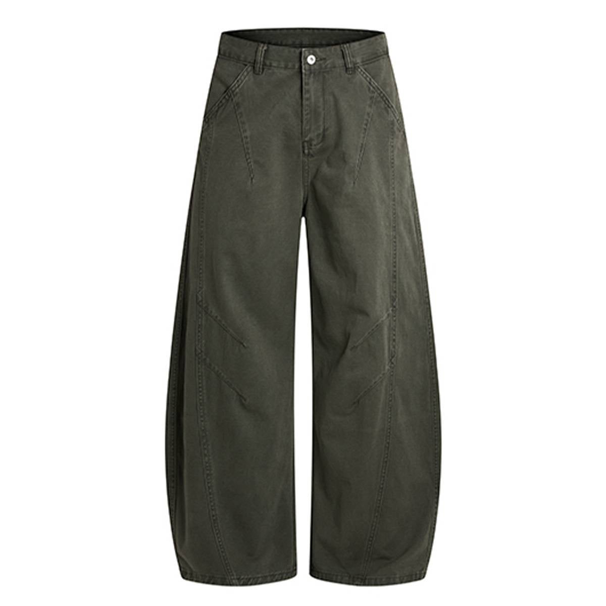 Pantalones de algodón con pierna ancha y color liso
