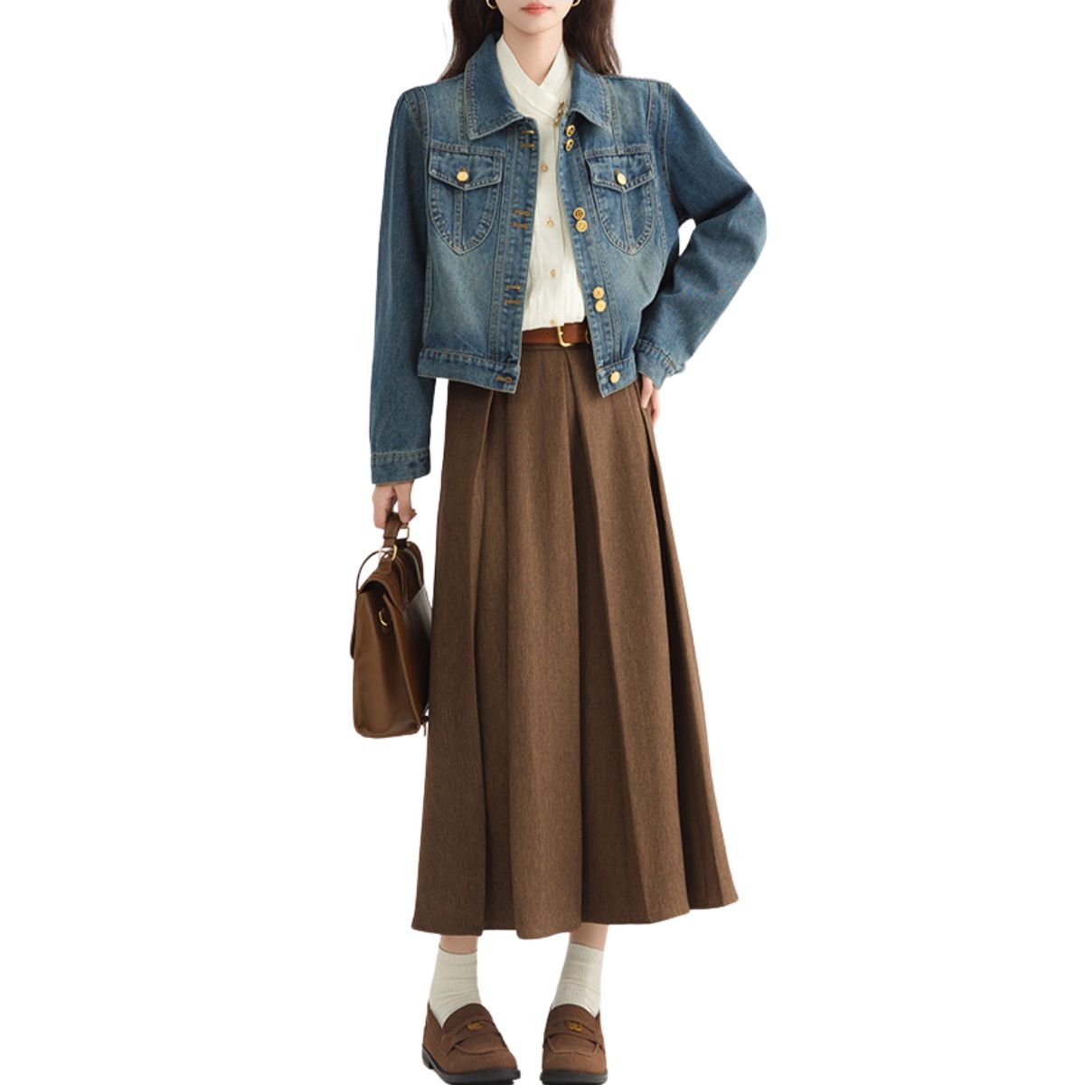 Vestido midi vaquero sin mangas con botones y aberturas en la parte delantera