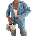 Women's Oversized Denim Blazer Jacket