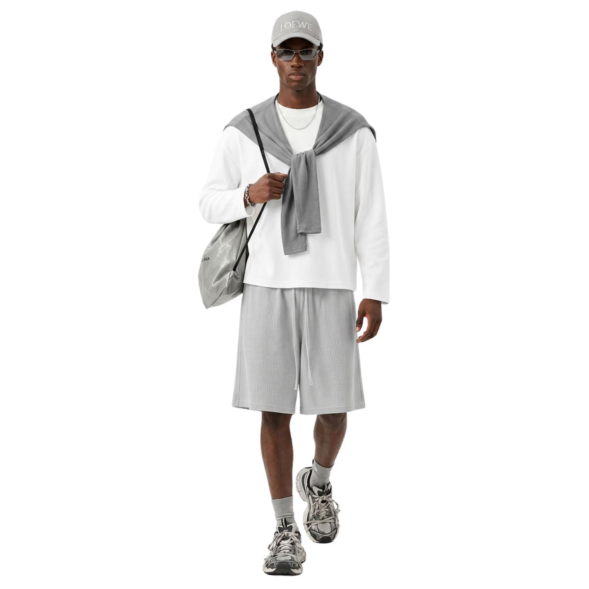 260G Waffle Knit Boxy Long Sleeve Tee