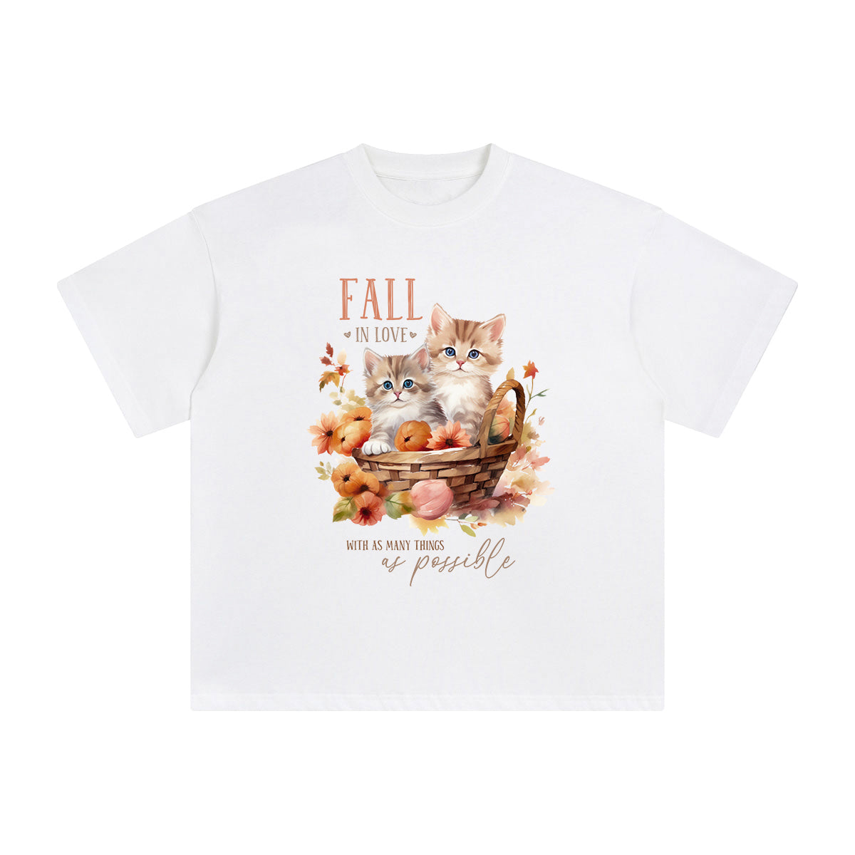 Fall Flowers & Cats Graphic Tee-INNBLAC Fashion Apparel
