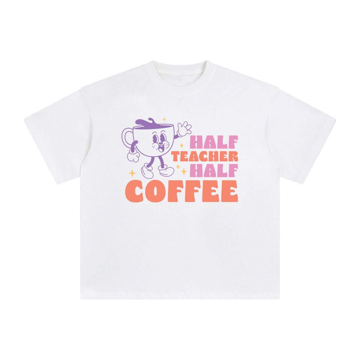 Half Teacher Half Coffee Graphic Tee-INNBLAC Fashion Apparel