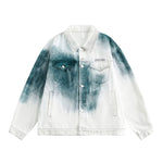 Hipster-style Tie-dye Vintage Loose Gradient-color Denim Jacket