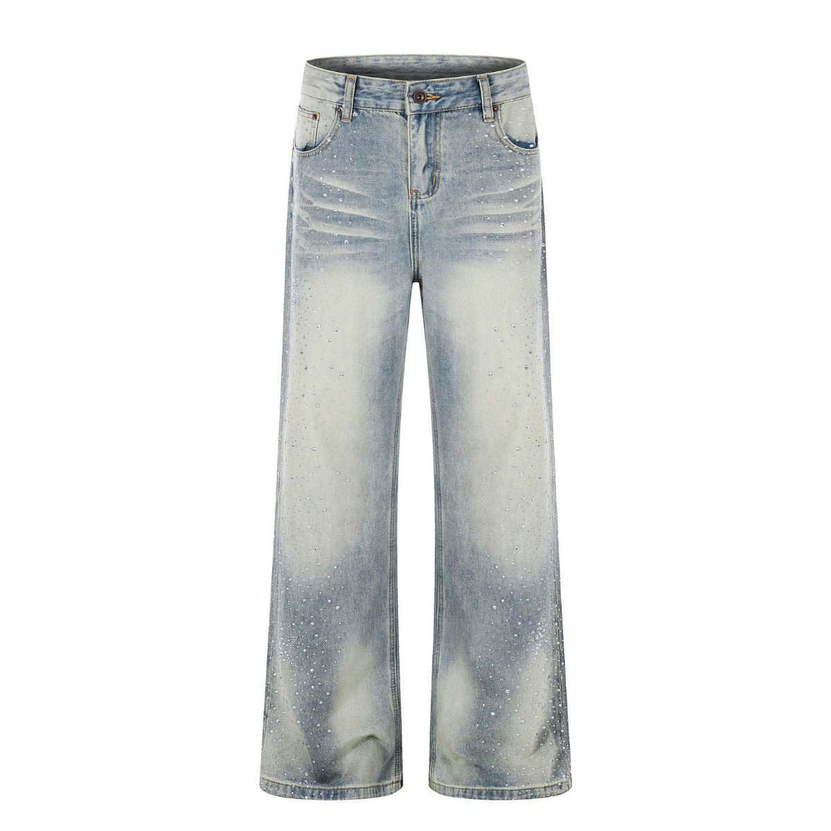 Rhinestone Washed Flare Jeans