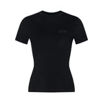 Women's Black Slim-Fit Stretch Crew Neck ShortSleeve Tee