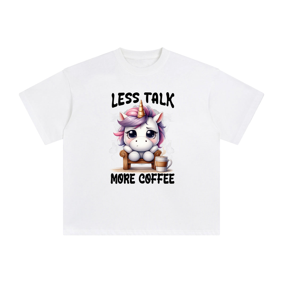 Unicorn Drinking Coffee Graphic Tee-INNBLAC Fashion Apparel