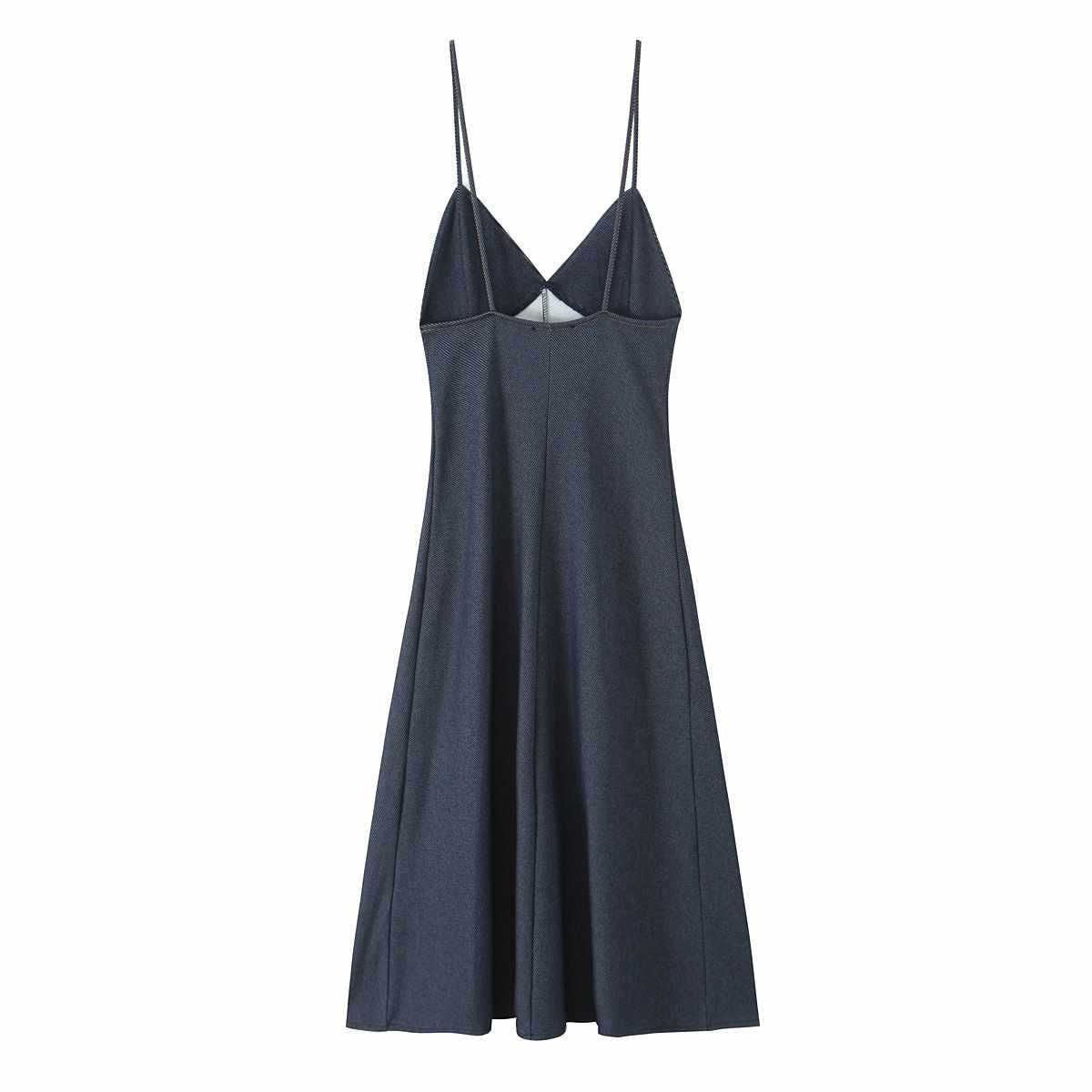 Women's Topstitched Twill Midi Dress