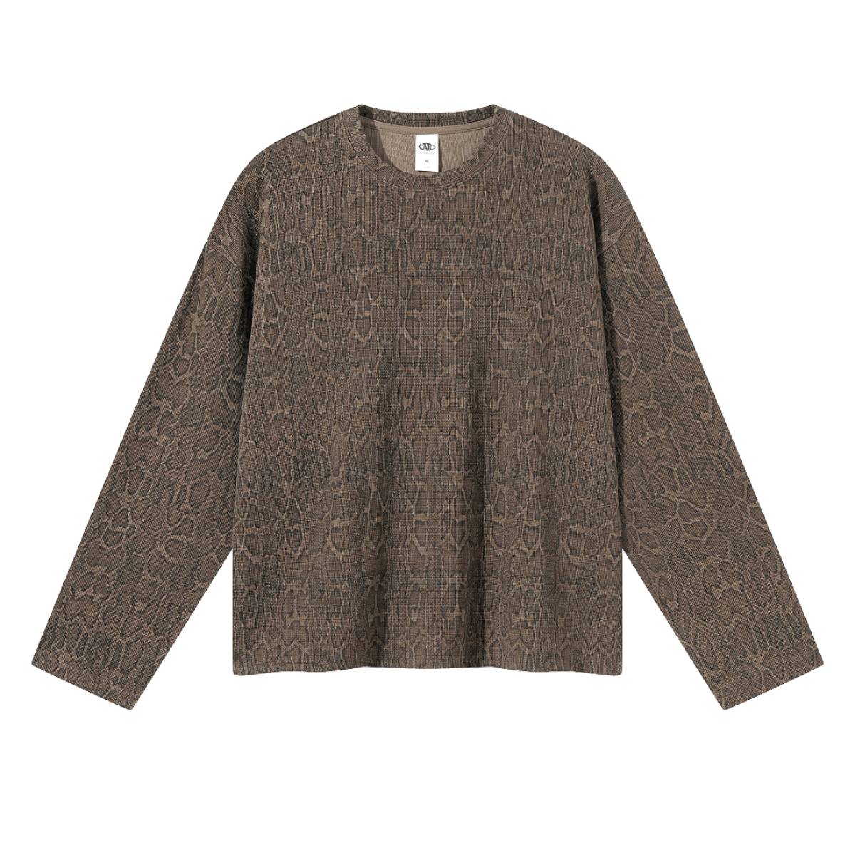 Vintage Snake Texture Waffle Long-Sleeve T-Shirt