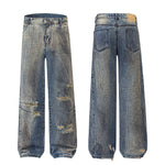 Vintage Distressed Ripped Relaxed-Straight Jeans