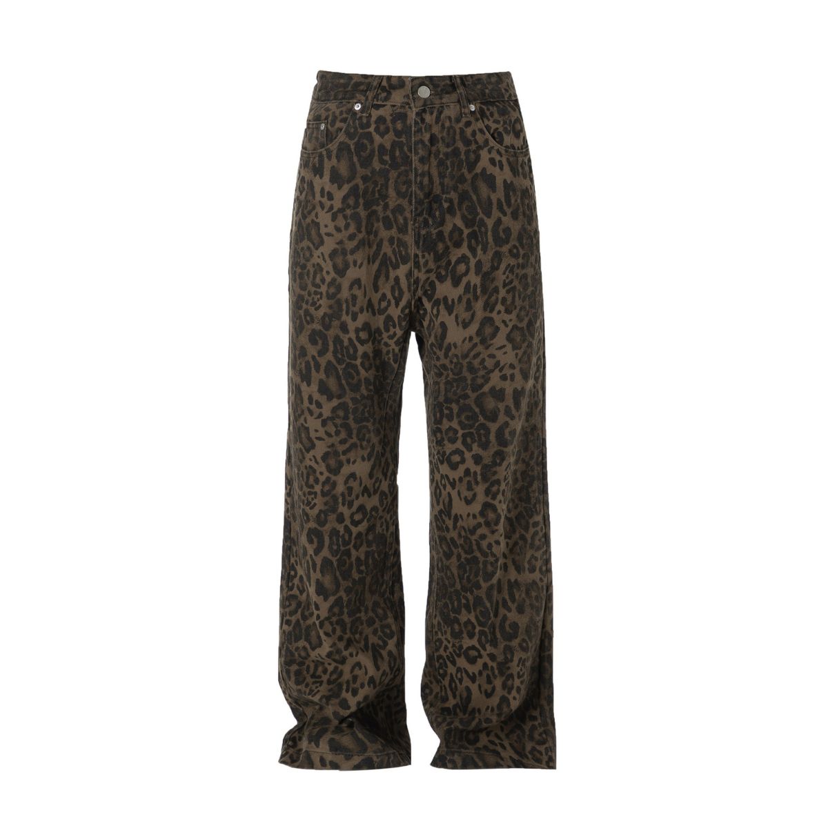 Vintage Leopard Print Loose Straight Leg Cargo Pants