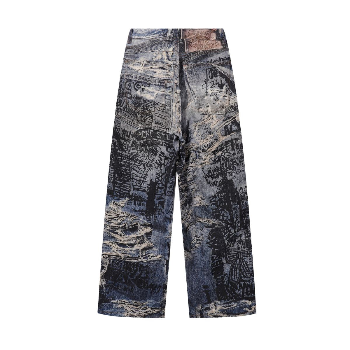 Unisex Streetwear Printed Baggy Jeans