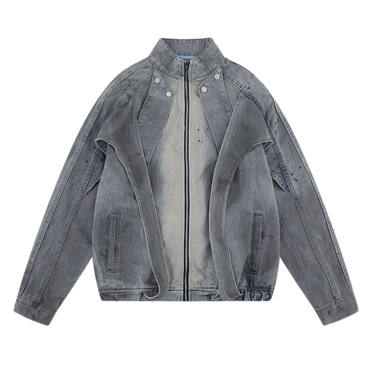 Men’s Retro Street Distressed Stand Collar Denim Jacket