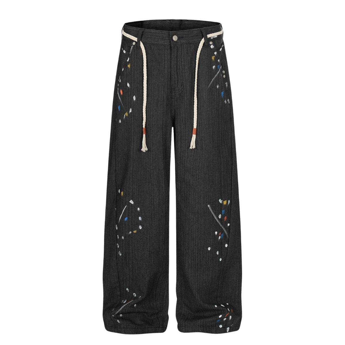 Vintage Patchwork Paint Splatter Wide Leg Jeans