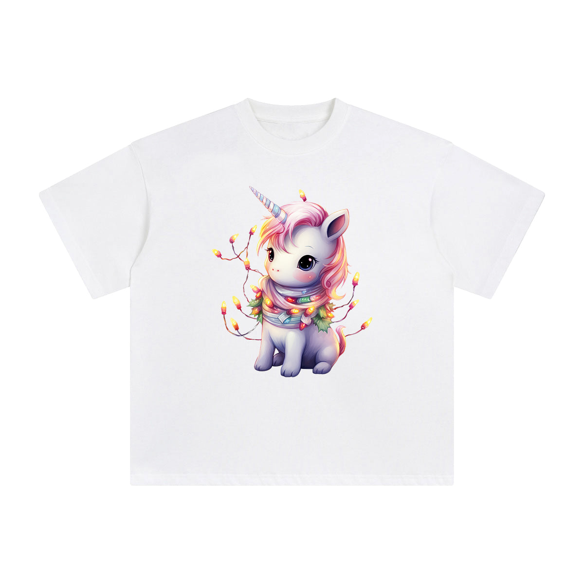 Pastel Christmas Baby Unicorn Graphic Tee-INNBLAC Fashion Apparel