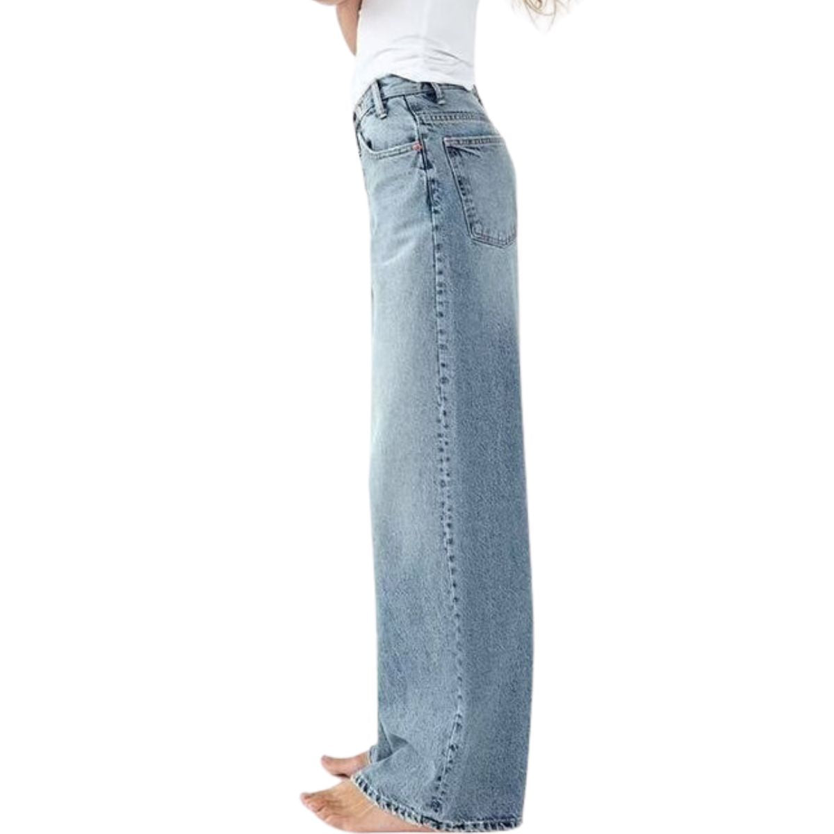 Crossover Asymmetric High-Rise Wide-Leg Jeans