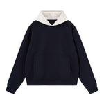 Color‑Blocked Fleece Lined Raglan Retro Loose Hoodie