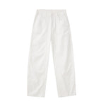 White Cotton Barrel-Leg Trousers