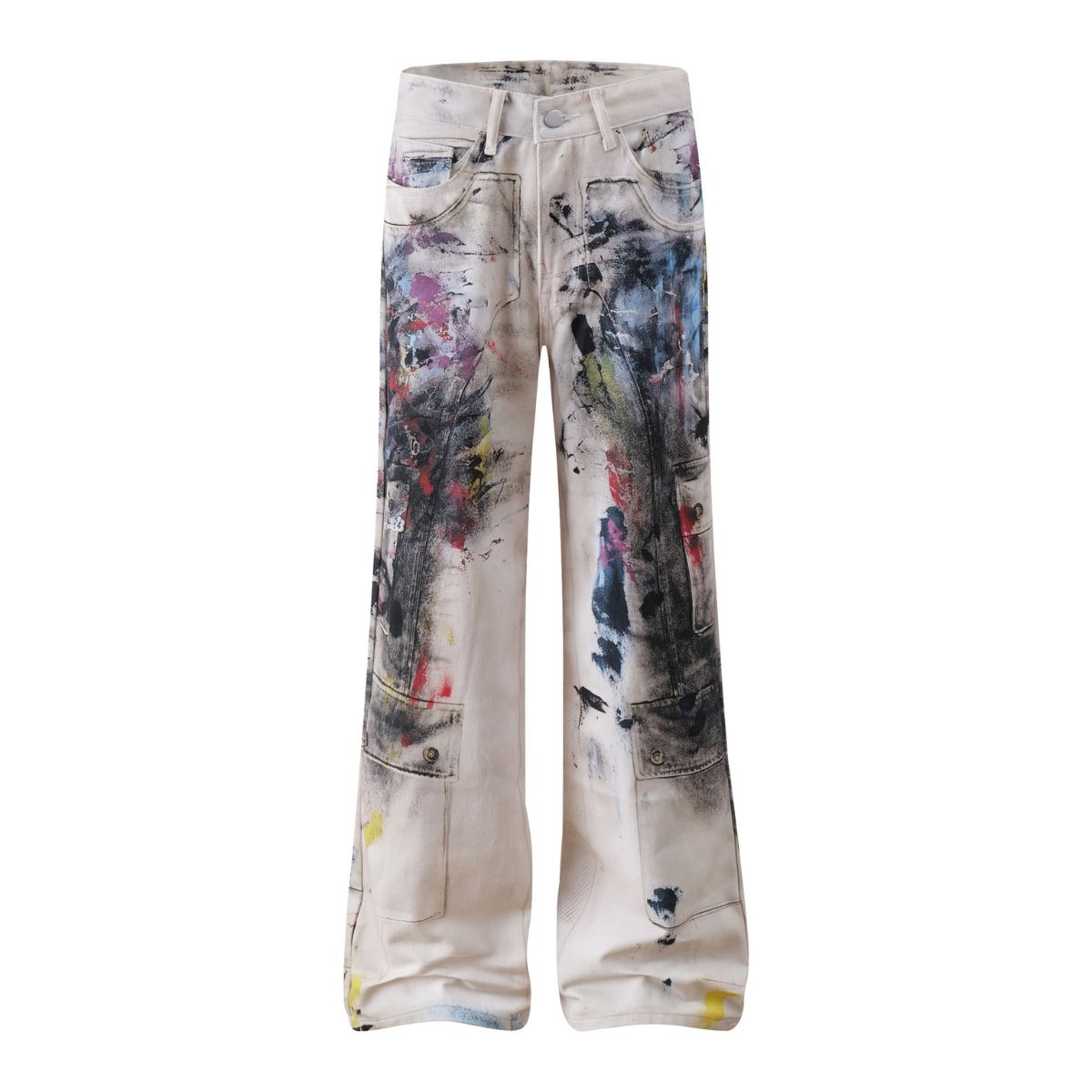 Smoke Rise Paint Splatter Streetwear Baggy Jeans