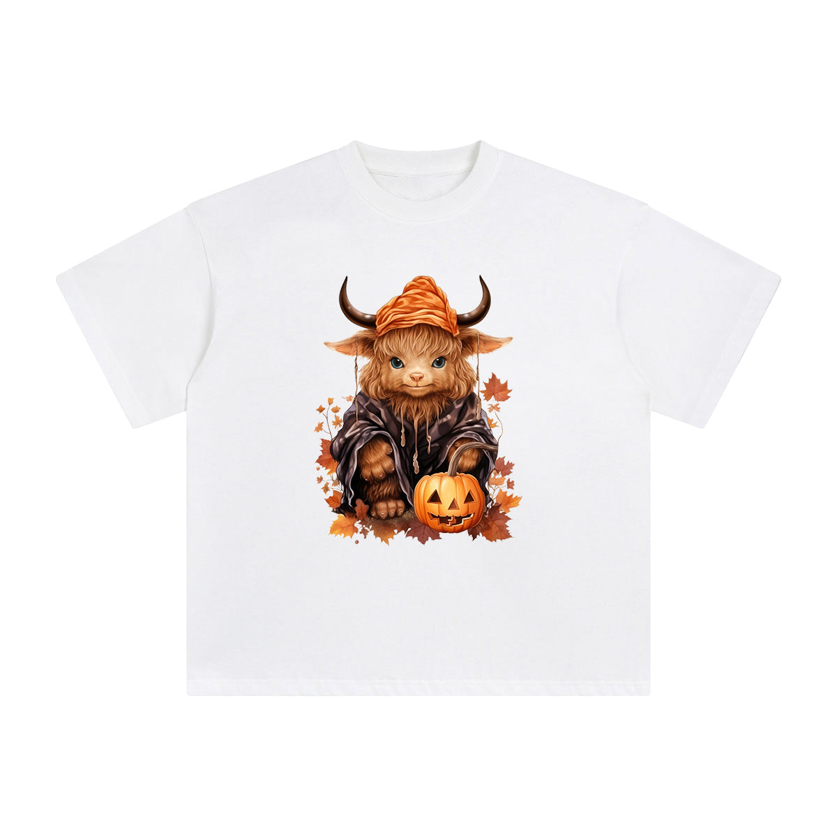 Halloween Highland Cow Graphic Tee-INNBLAC Fashion Apparel