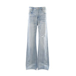 Vintage Washed Light Blue Whiskered Slim Flare Jeans