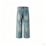 Mud Washed Vintage Washed Straight Leg Jeans