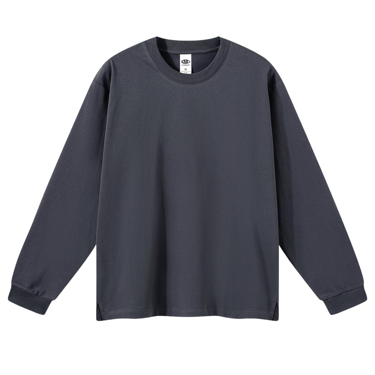 Solid Loose Fit Side Split Hem Long Sleeve T-Shirt