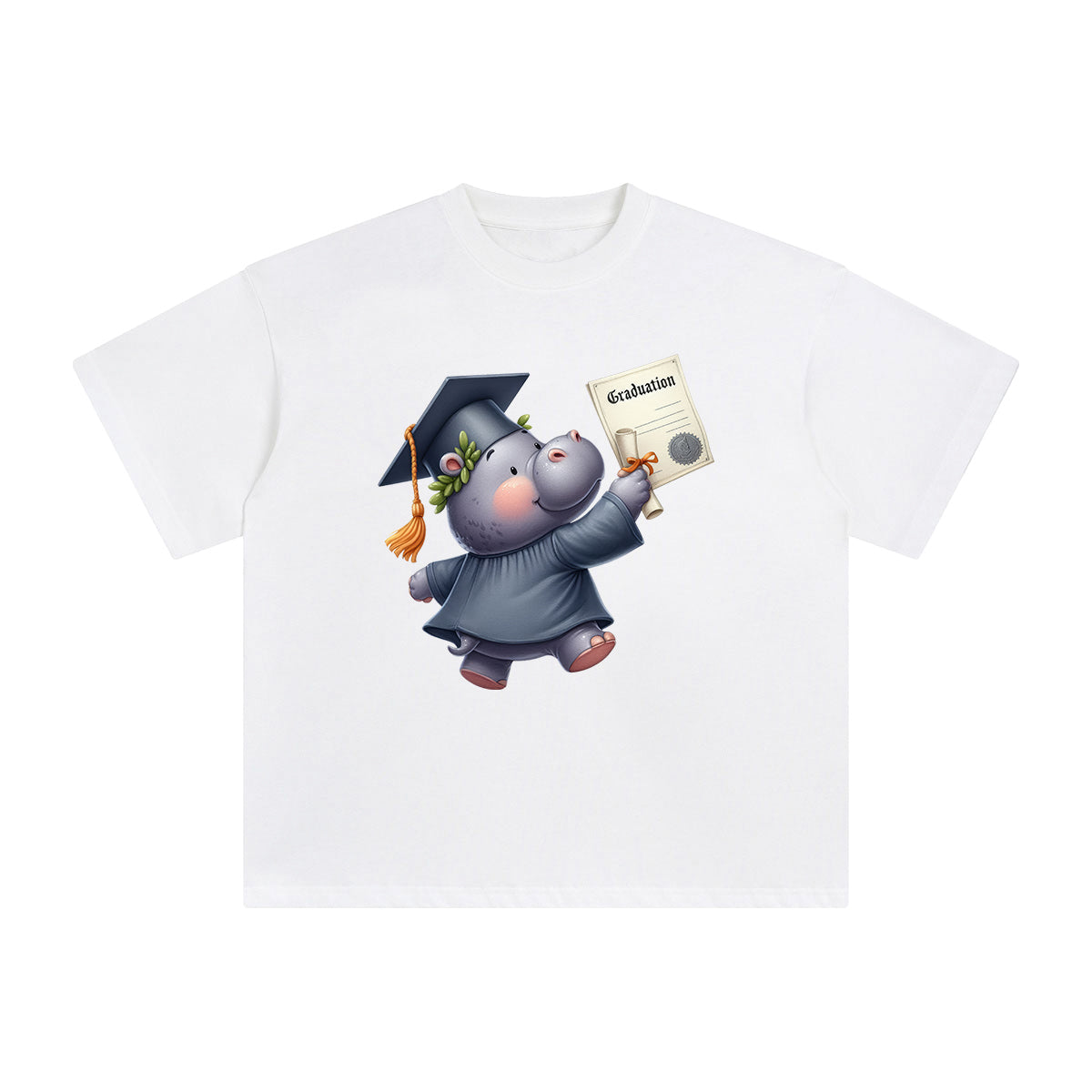 Graduation Hippo Graphic Tee-INNBLAC Fashion Apparel