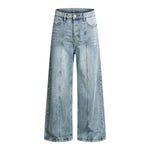 Draped Wide-Leg Relaxed Baggy Jeans