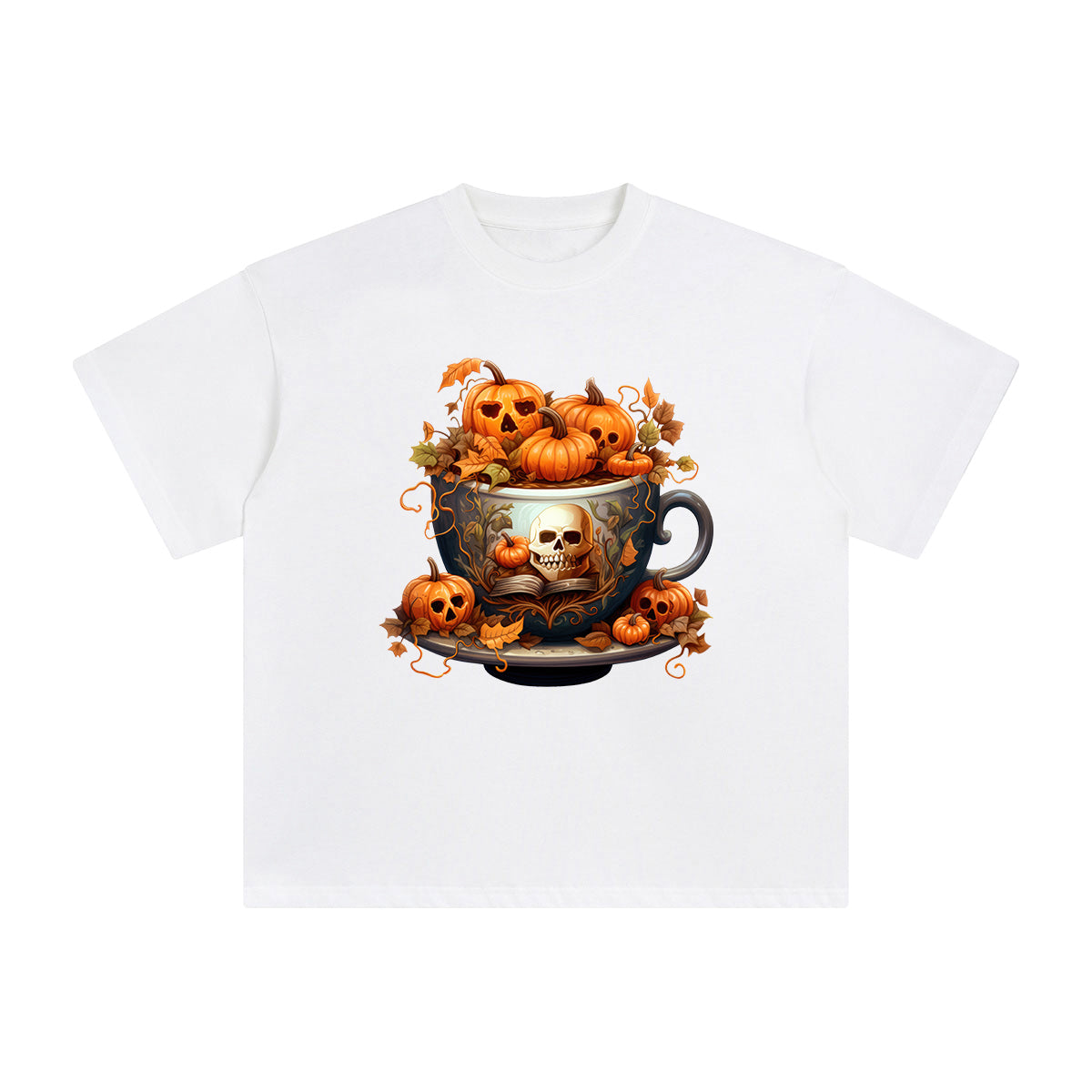 Halloween Pumpkin Coffee Graphic Tee-INNBLAC Fashion Apparel