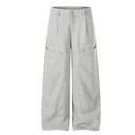 Vintage Street High-Waist Utility Pocket Loose Fit Riveted Wide-Leg Pants