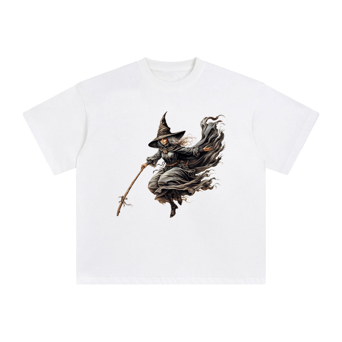 Halloween Witch Flying Graphic Tee-INNBLAC Fashion Apparel