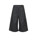 Plaid Multi-Pocket Cropped Cargo Shorts