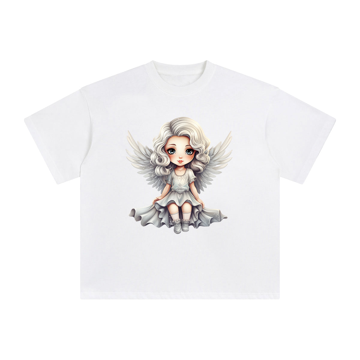 Silver Christmas Angel Graphic Tee-INNBLAC Fashion Apparel