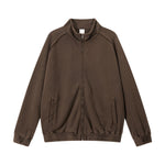 Heavyweight Cotton Stand Collar Washed Full‑Zip Sweatshirt
