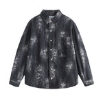 American Vintage Irregular Wear Pattern Design Washed Denim Jacket