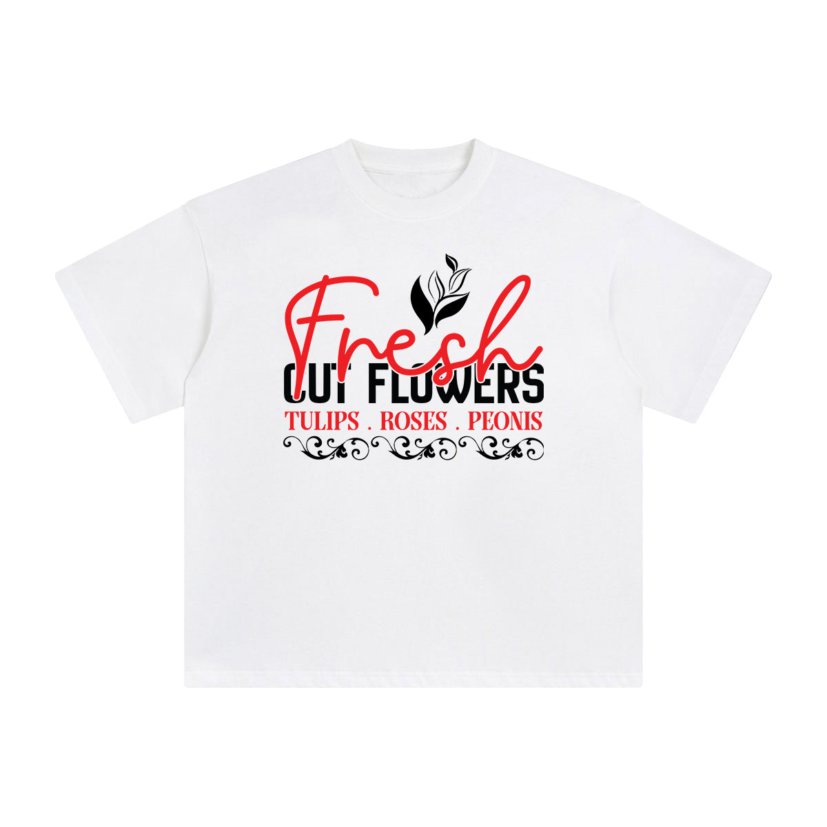 Fresh Cut Flowers Tulips Roses Peonis Graphic Tee-INNBLAC Fashion Apparel